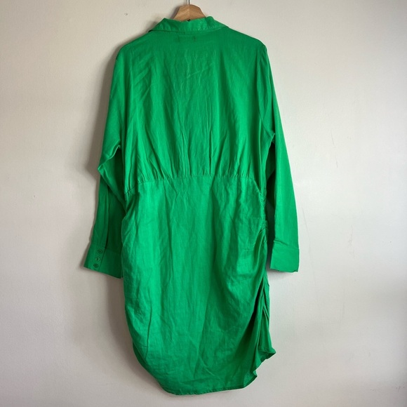 PrettyLittleThing Plus Bright Green Wrap Shirt Dress Size 16 NWT - Picture 6 of 16